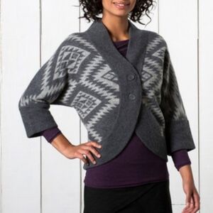 Horny Toad Gray and Cream Cardigan Sweater